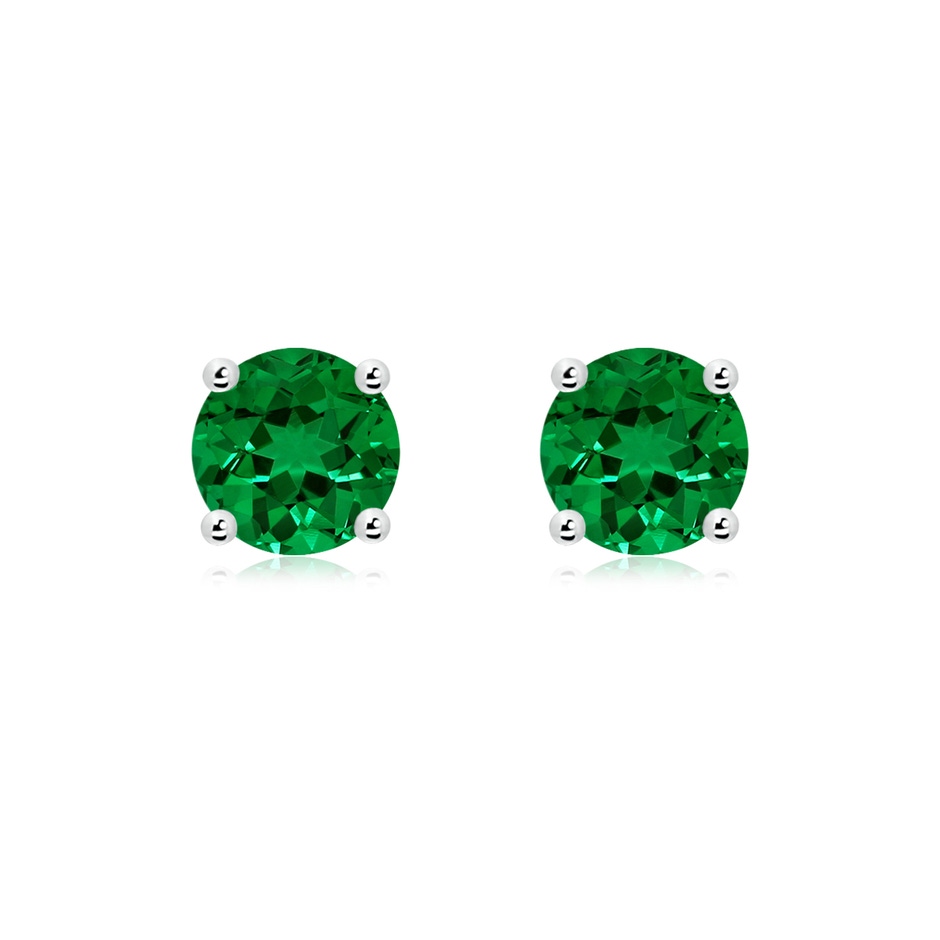 7mm Labgrown Lab-Grown Round Emerald Stud Earrings in P950 Platinum 