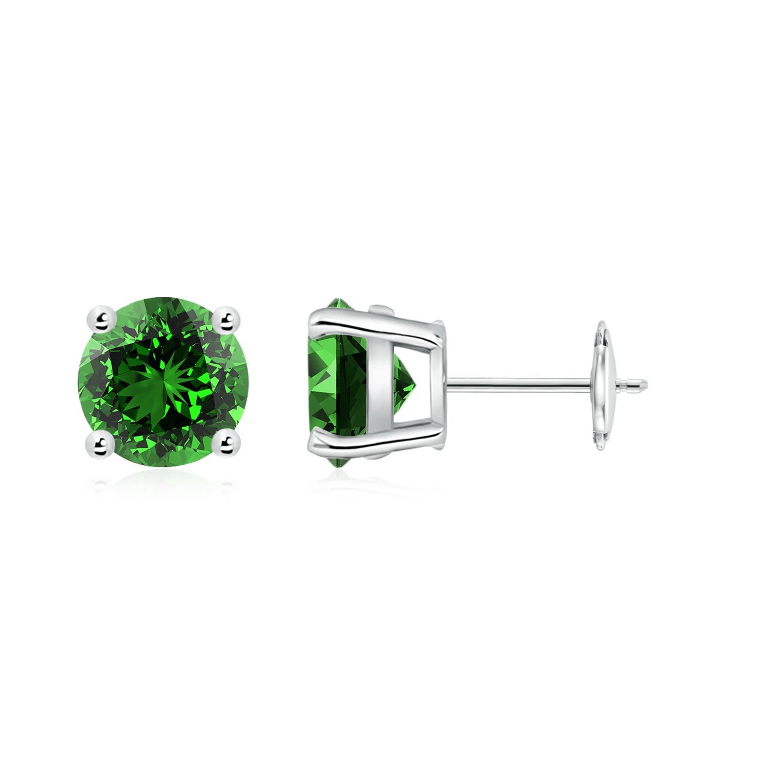 Lab-Grown Round Emerald Stud Earrings