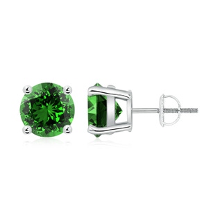 8mm Labgrown Lab-Grown Round Emerald Stud Earrings in P950 Platinum
