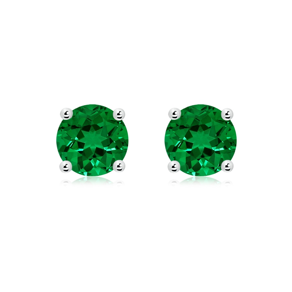 8mm Labgrown Lab-Grown Round Emerald Stud Earrings in White Gold 