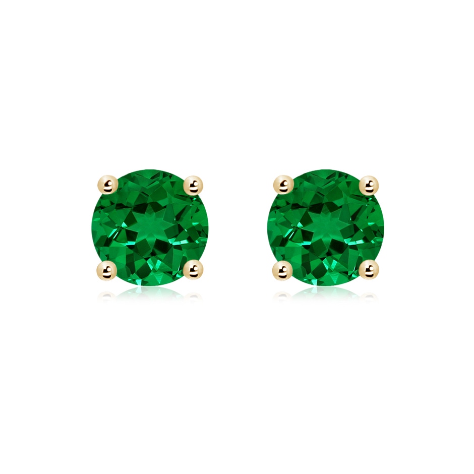 8mm Labgrown Lab-Grown Round Emerald Stud Earrings in Yellow Gold 