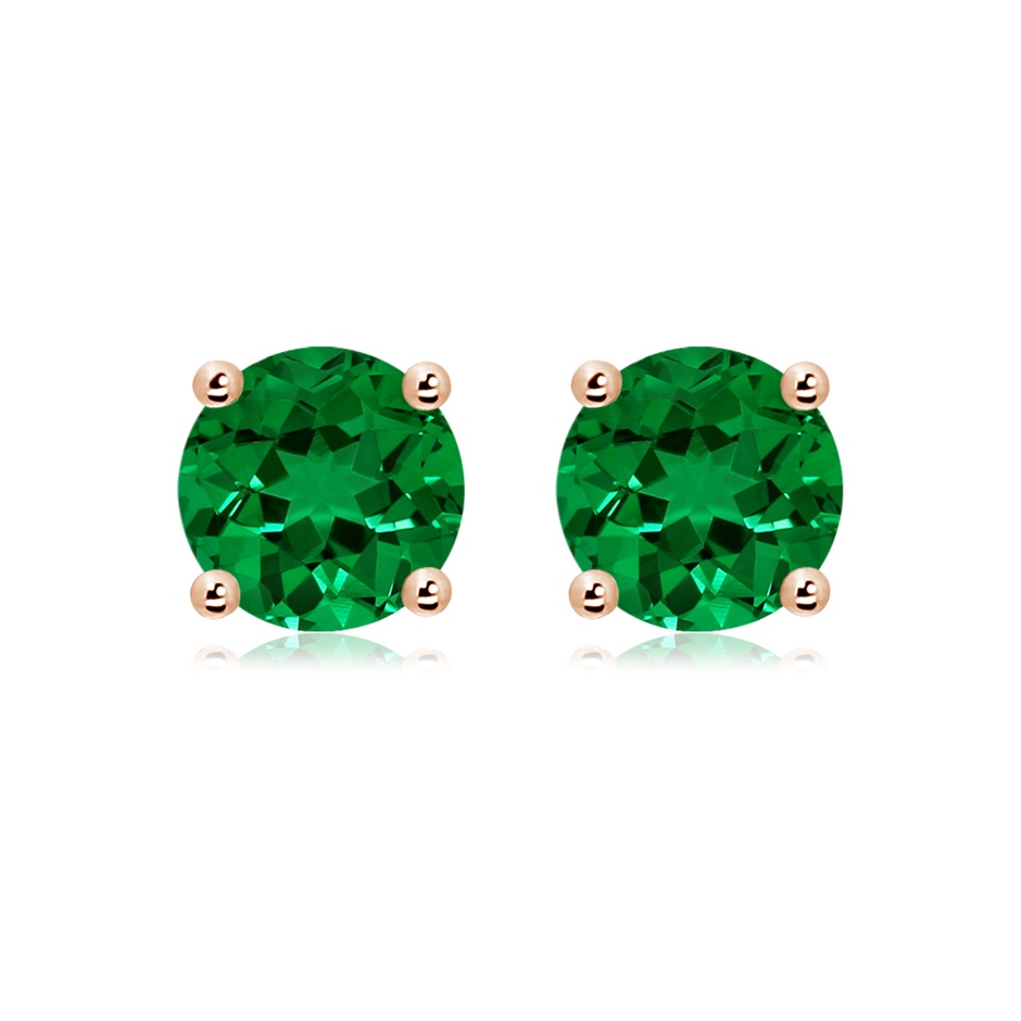9mm Labgrown Lab-Grown Round Emerald Stud Earrings in Rose Gold 