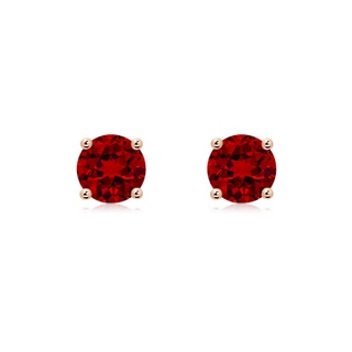 6mm Labgrown Lab-Grown Round Ruby Stud Earrings in 9K Rose Gold