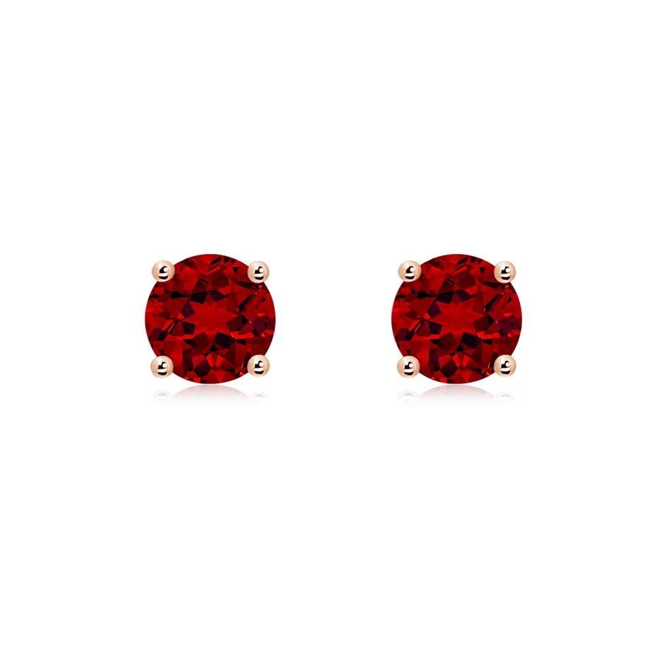 6mm Labgrown Lab-Grown Round Ruby Stud Earrings in Rose Gold 