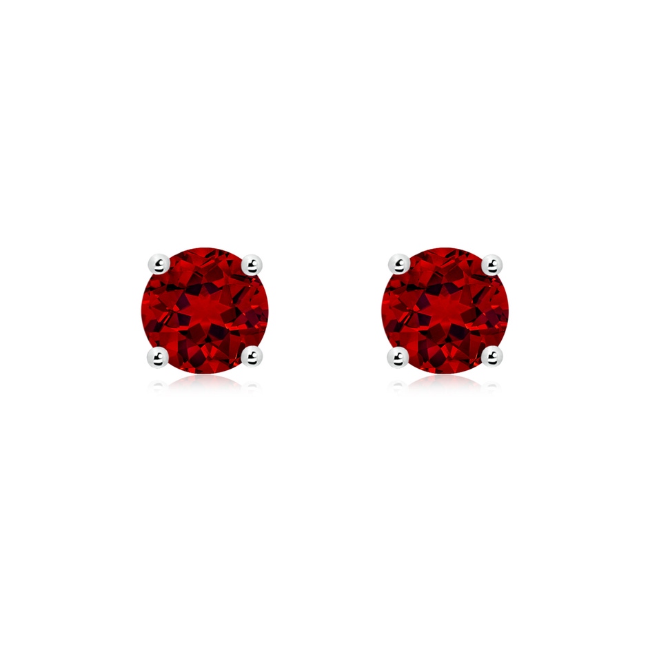 6mm Labgrown Lab-Grown Round Ruby Stud Earrings in White Gold 
