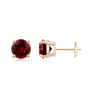 6mm Labgrown Lab-Grown Round Ruby Stud Earrings in Yellow Gold