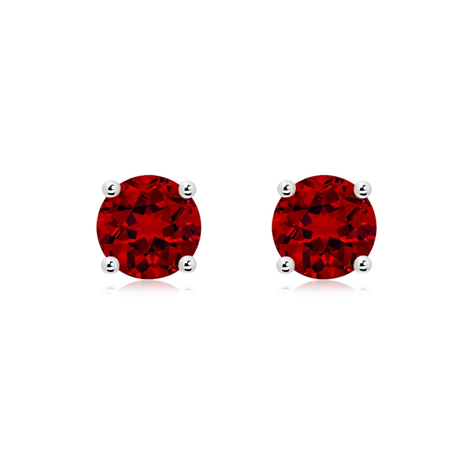 7mm Labgrown Lab-Grown Round Ruby Stud Earrings in White Gold 