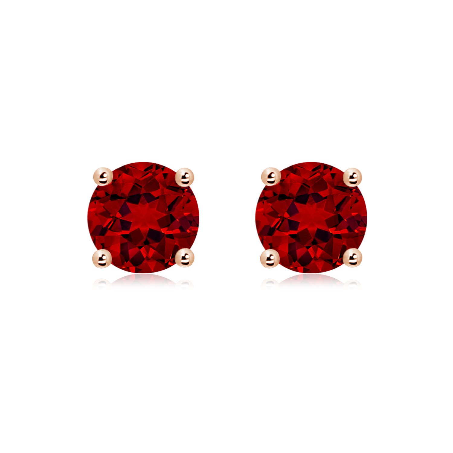8mm Labgrown Lab-Grown Round Ruby Stud Earrings in 18CT Rose Gold