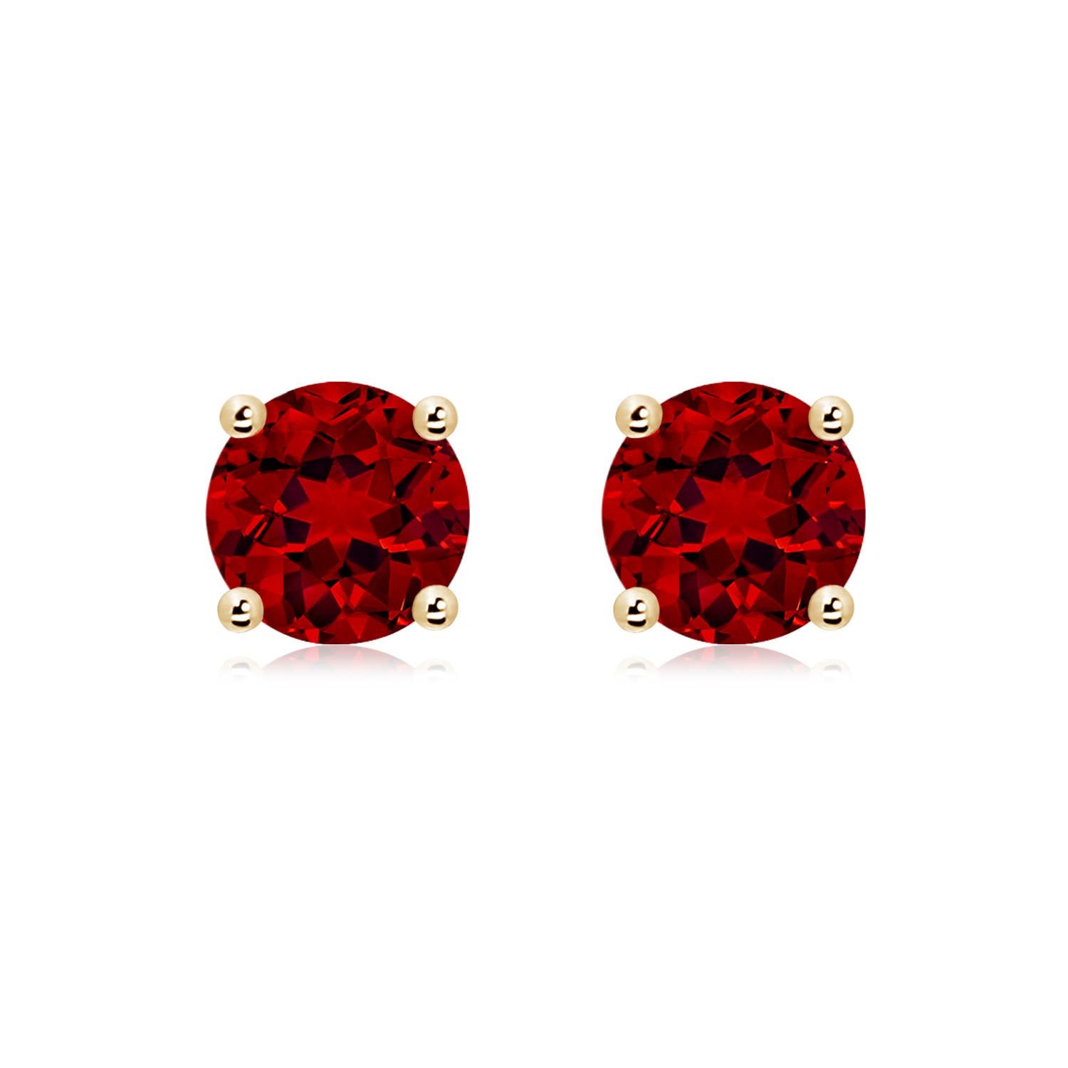 8mm Labgrown Lab-Grown Round Ruby Stud Earrings in 18K Yellow Gold