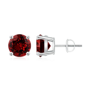 8mm Labgrown Lab-Grown Round Ruby Stud Earrings in P950 Platinum