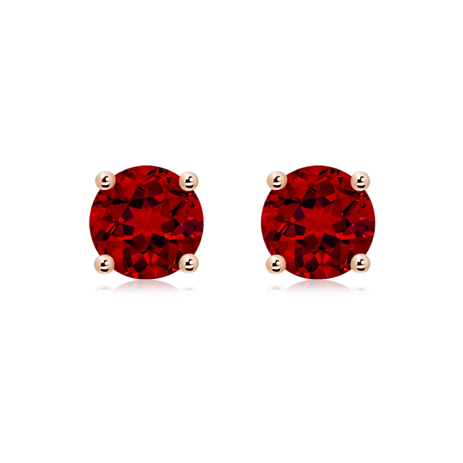 8mm Labgrown Lab-Grown Round Ruby Stud Earrings in Rose Gold 