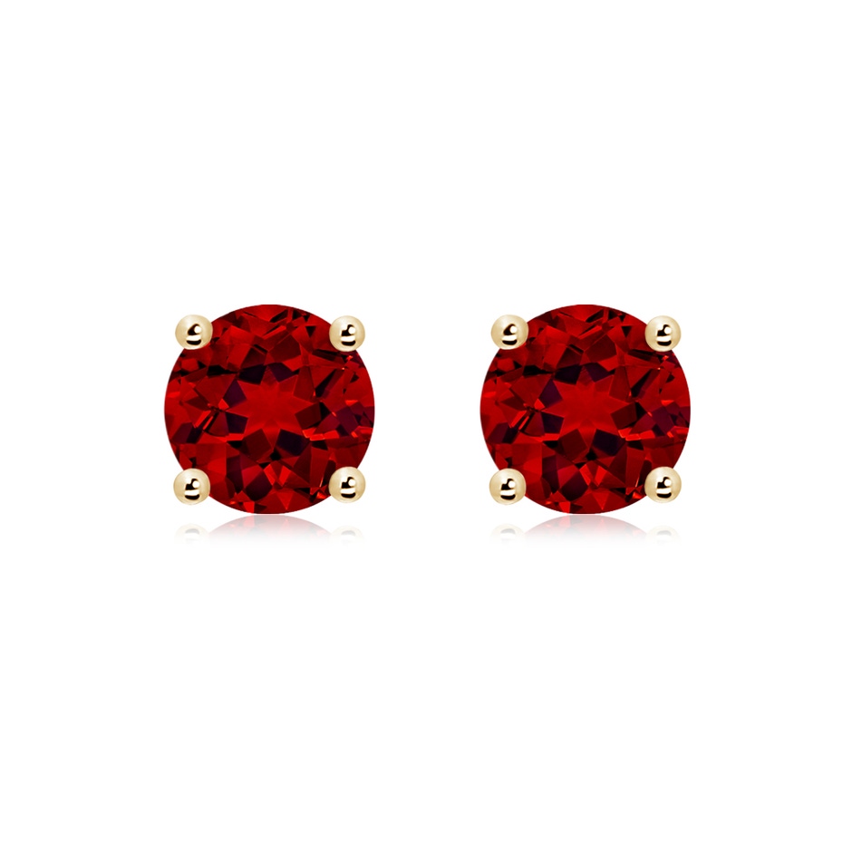 8mm Labgrown Lab-Grown Round Ruby Stud Earrings in Yellow Gold 
