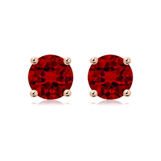 9mm Labgrown Lab-Grown Round Ruby Stud Earrings in 18K Rose Gold
