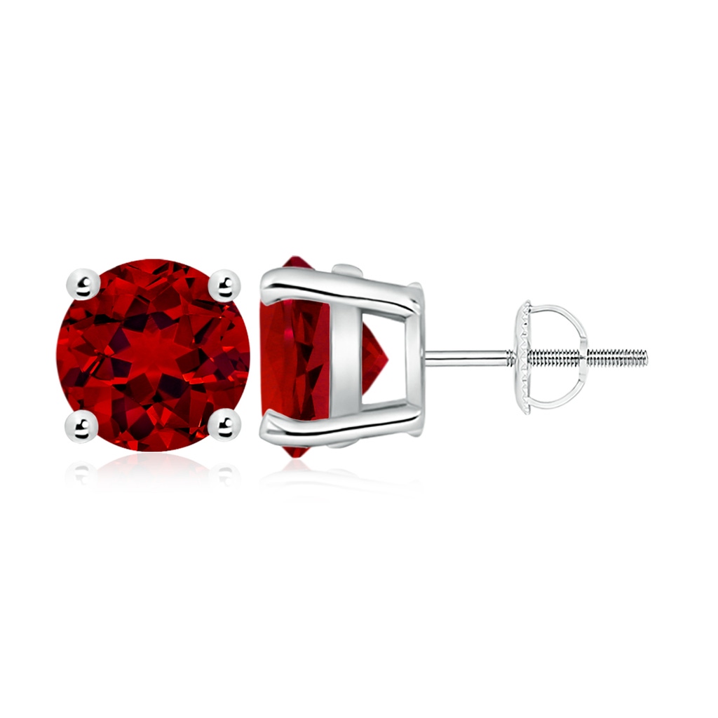 9mm Labgrown Lab-Grown Round Ruby Stud Earrings in P950 Platinum