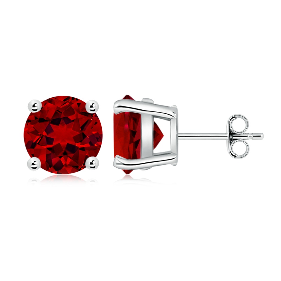 9mm Labgrown Lab-Grown Round Ruby Stud Earrings in P950 Platinum side 199