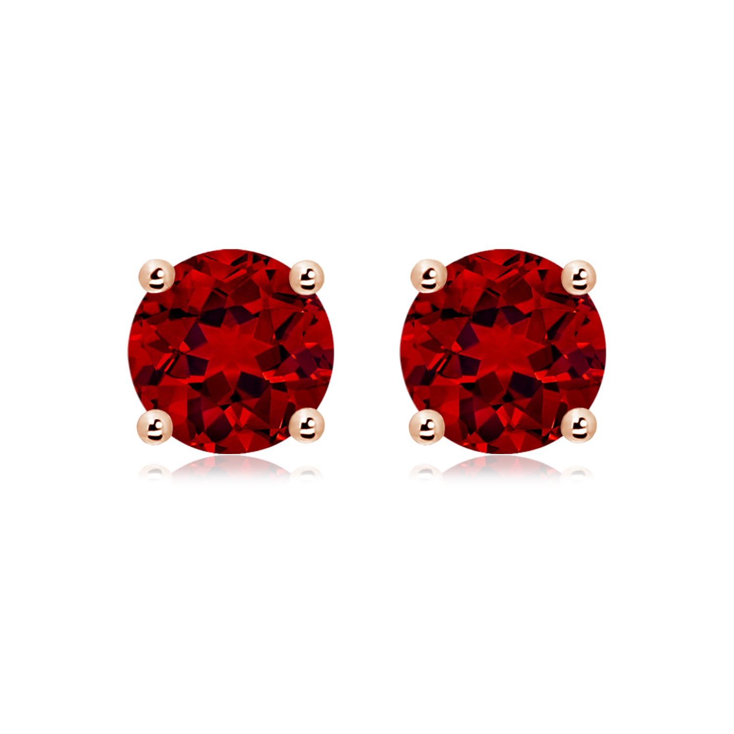 9mm Labgrown Lab-Grown Round Ruby Stud Earrings in Rose Gold