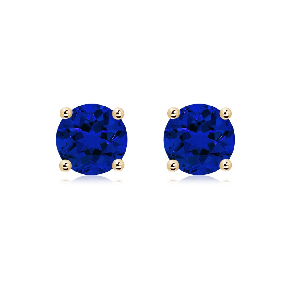 8mm Labgrown Lab-Grown Round Blue Sapphire Stud Earrings in Yellow Gold 