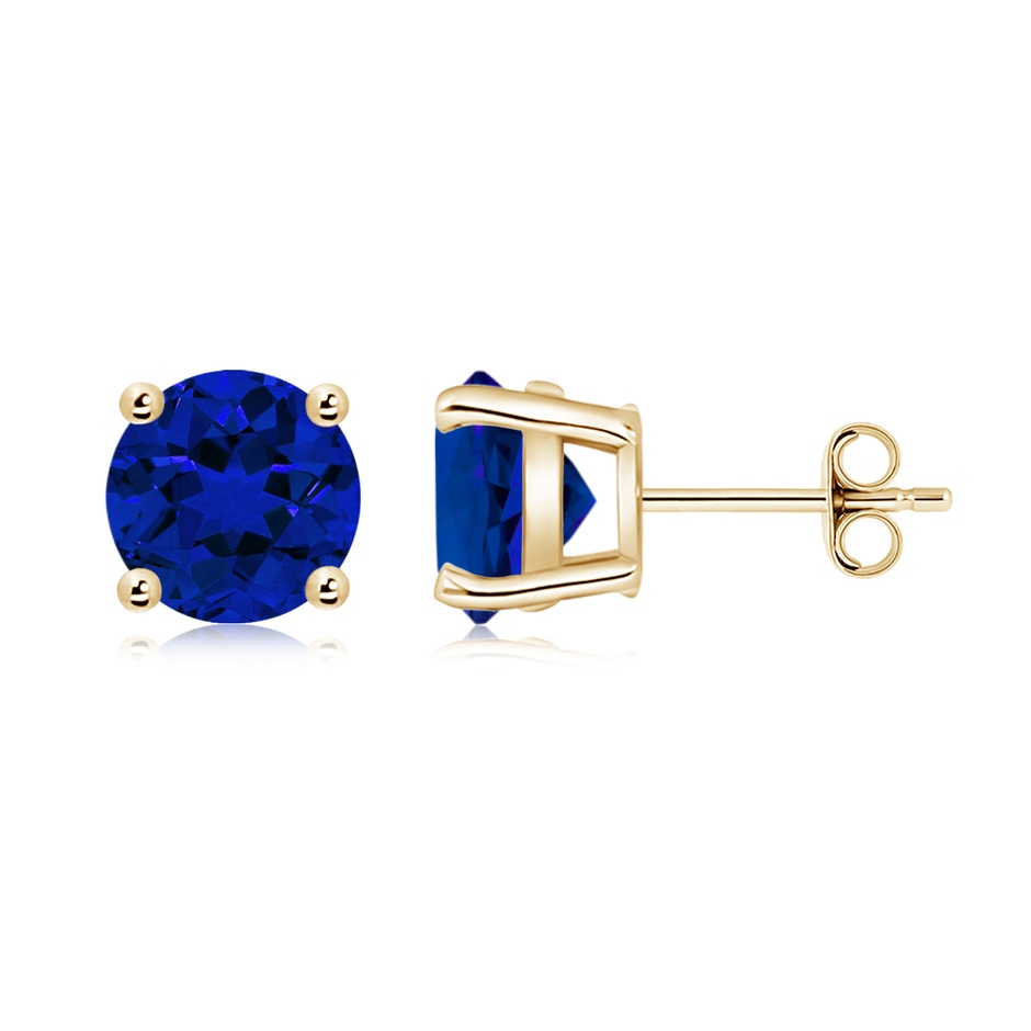 8mm Labgrown Lab-Grown Round Blue Sapphire Stud Earrings in Yellow Gold side 199