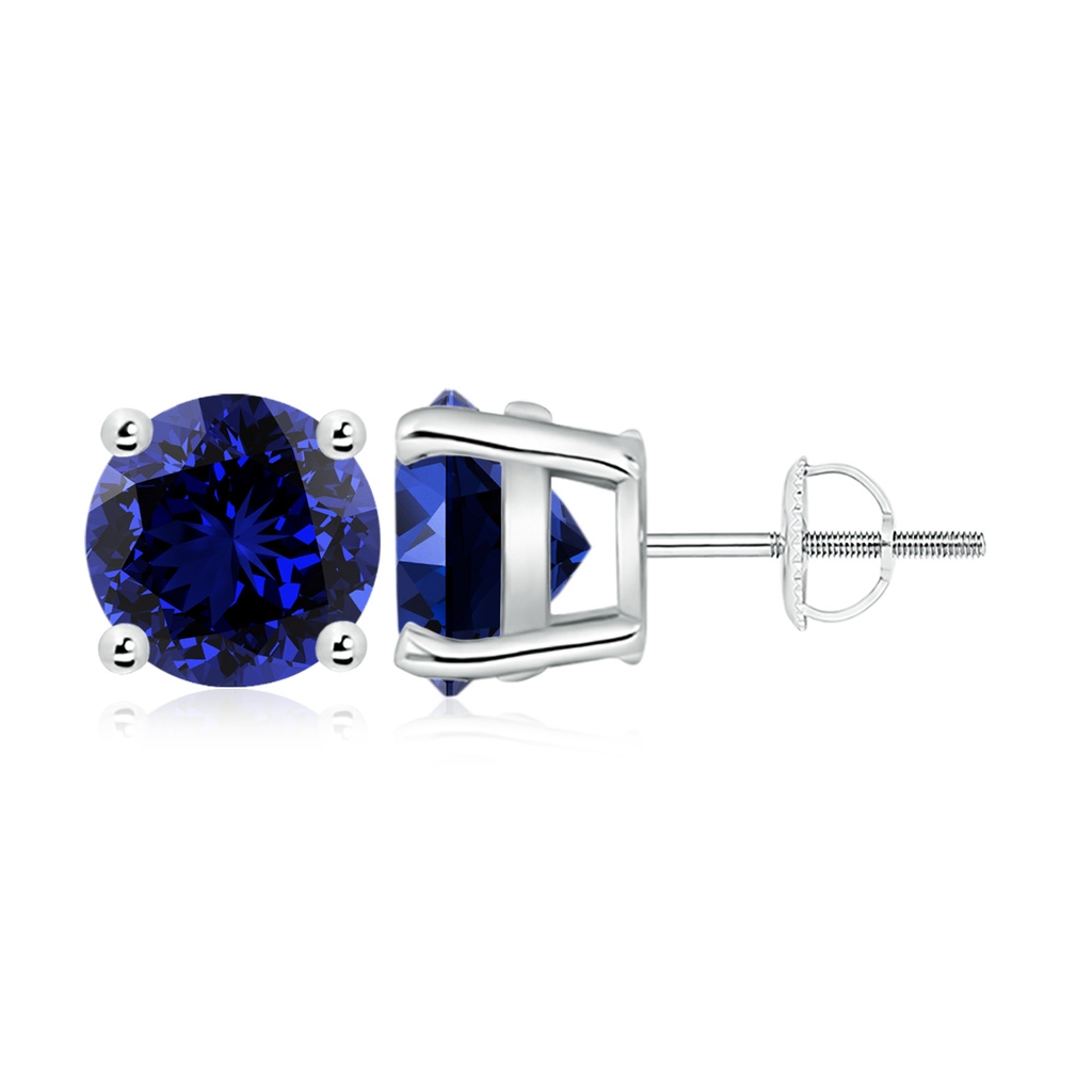 9mm Labgrown Lab-Grown Round Blue Sapphire Stud Earrings in P950 Platinum