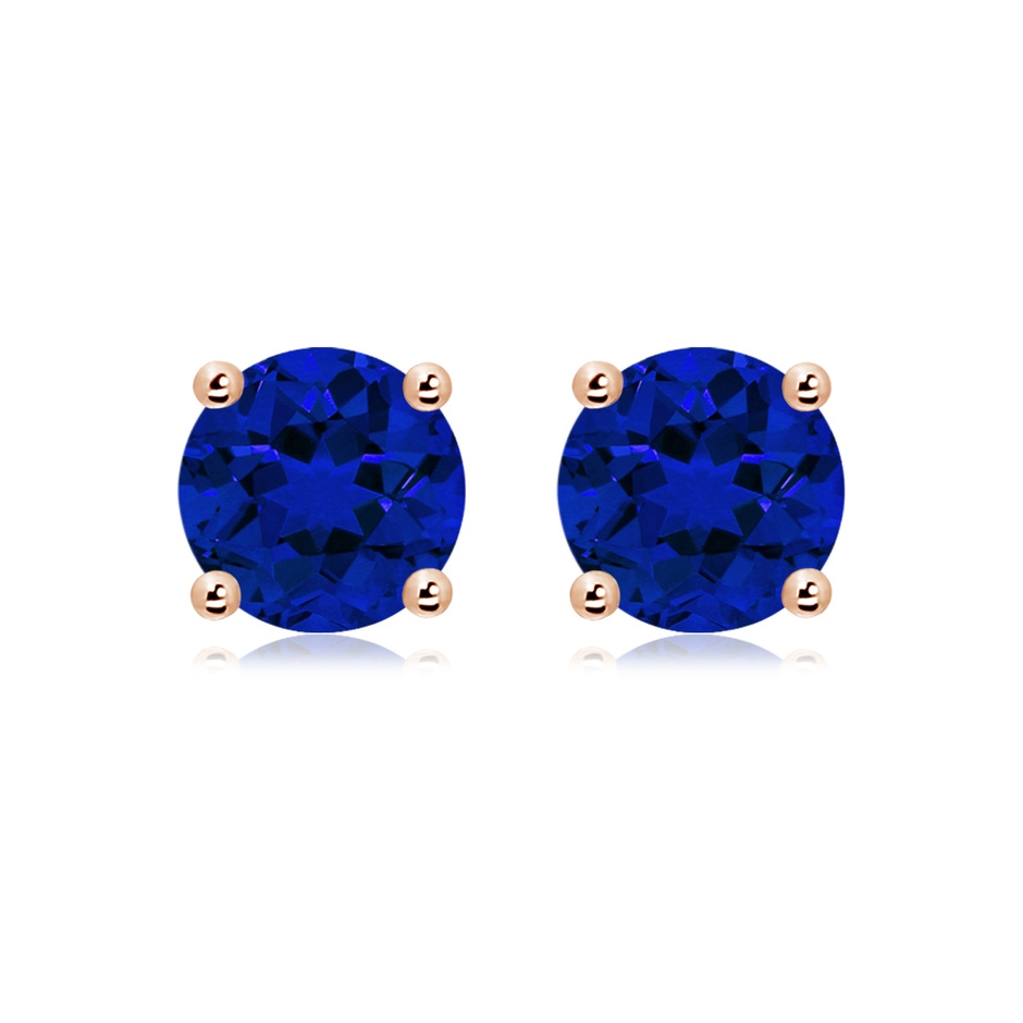 9mm Labgrown Lab-Grown Round Blue Sapphire Stud Earrings in Rose Gold 