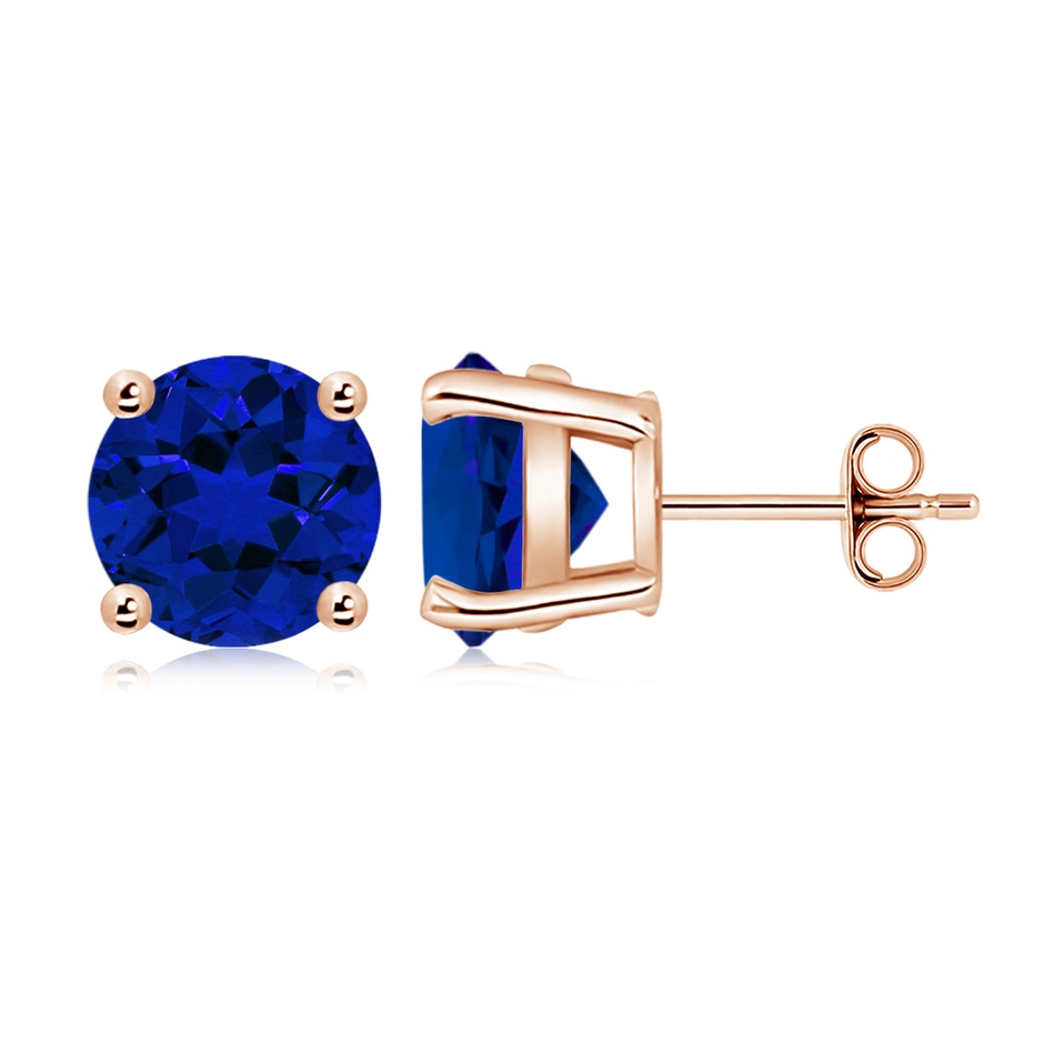 9mm Labgrown Lab-Grown Round Blue Sapphire Stud Earrings in Rose Gold side 199