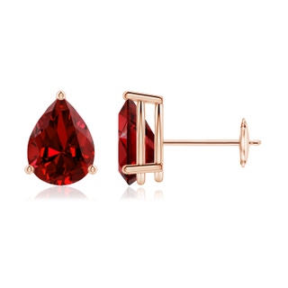 8x6mm Labgrown Lab-Grown Pear-Shaped Ruby Stud Earrings in Rose Gold