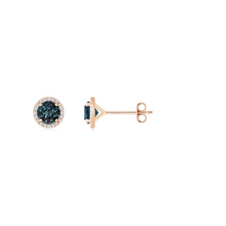 5mm Labgrown Classic Lab-Grown Alexandrite and Diamond Halo Stud Earrings in Rose Gold