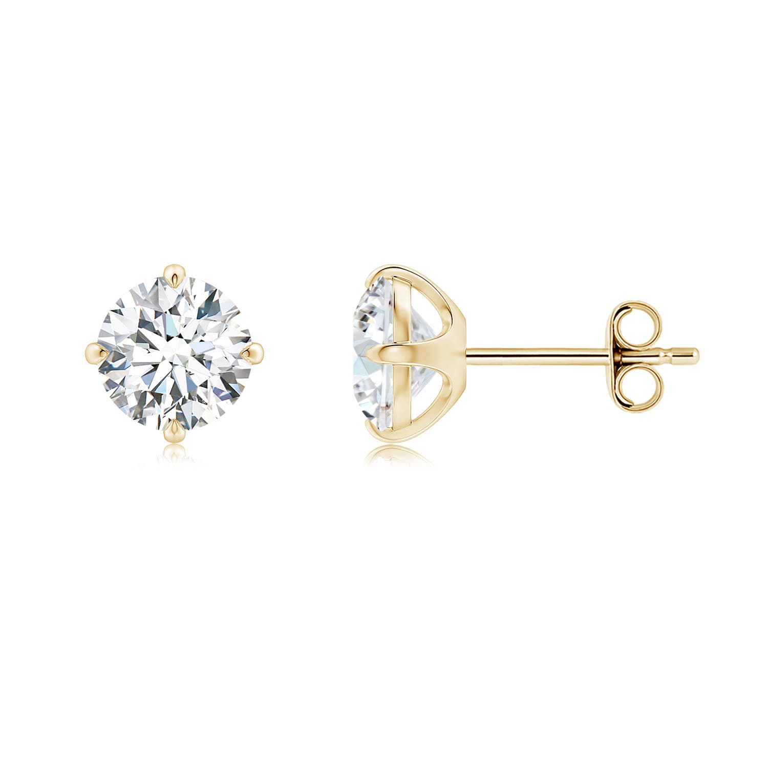 6.4mm FGVS Claw-Set Round Lab-Grown Diamond Solitaire Stud Earrings in 18K Yellow Gold