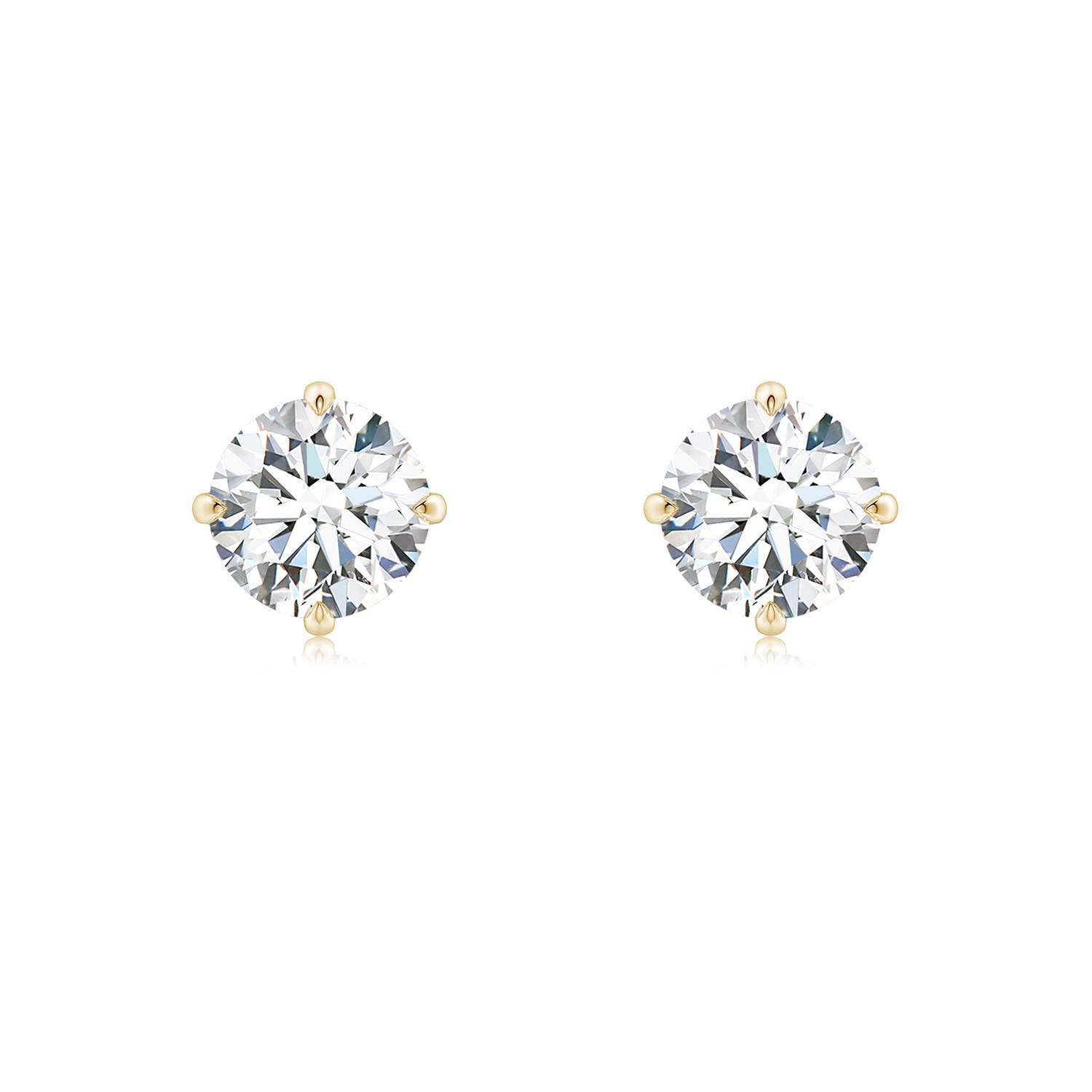 6.4mm FGVS Claw-Set Round Lab-Grown Diamond Solitaire Stud Earrings in Yellow Gold