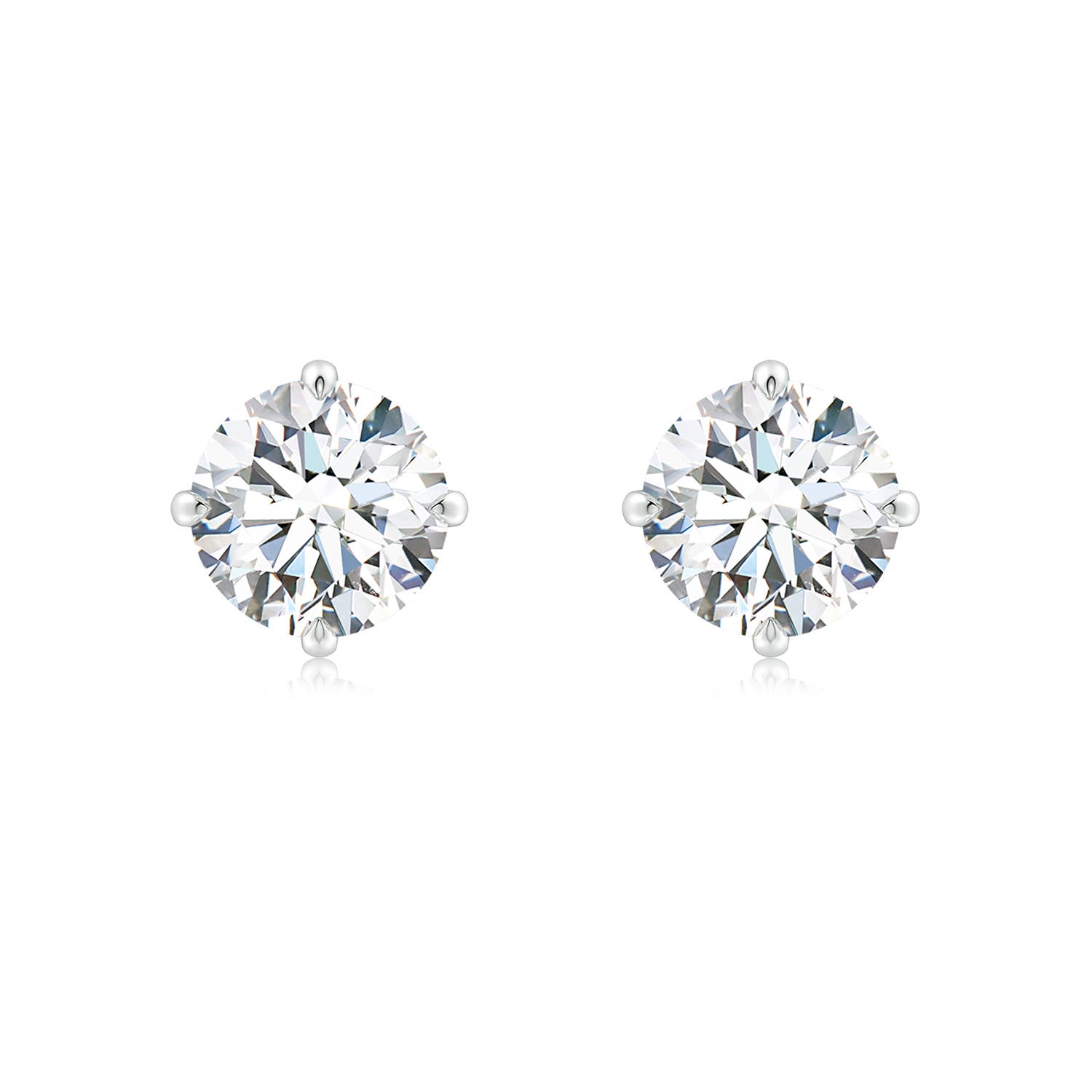 7.4mm FGVS Claw-Set Round Lab-Grown Diamond Solitaire Stud Earrings in 18K White Gold