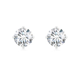 7.4mm FGVS Claw-Set Round Lab-Grown Diamond Solitaire Stud Earrings in White Gold