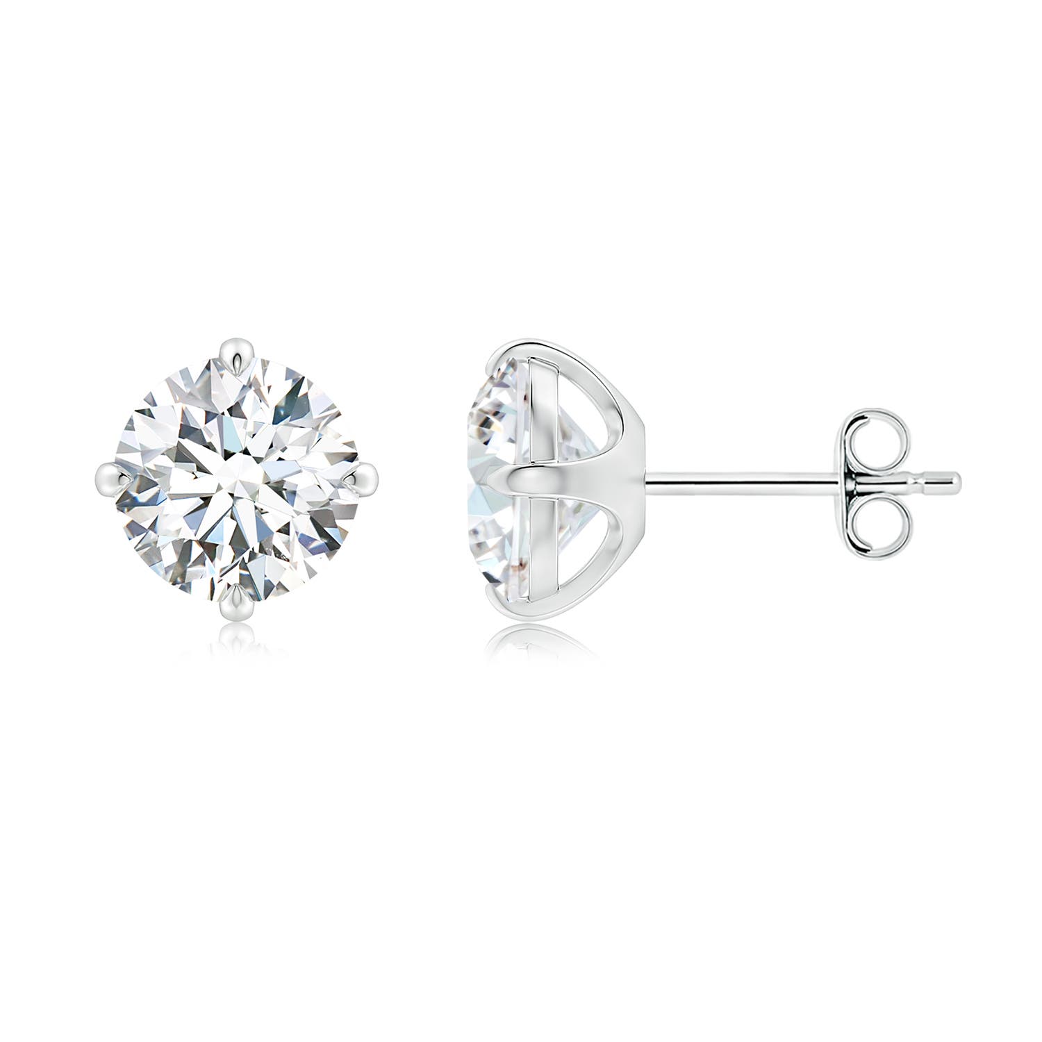 7.4mm FGVS Claw-Set Round Lab-Grown Diamond Solitaire Stud Earrings in White Gold - side 2