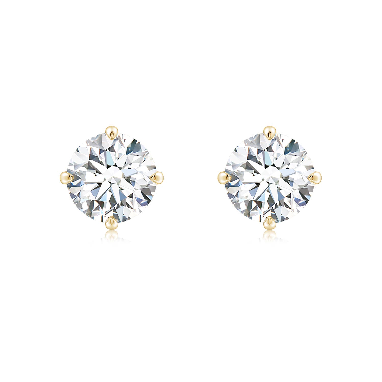7.4mm FGVS Claw-Set Round Lab-Grown Diamond Solitaire Stud Earrings in Yellow Gold