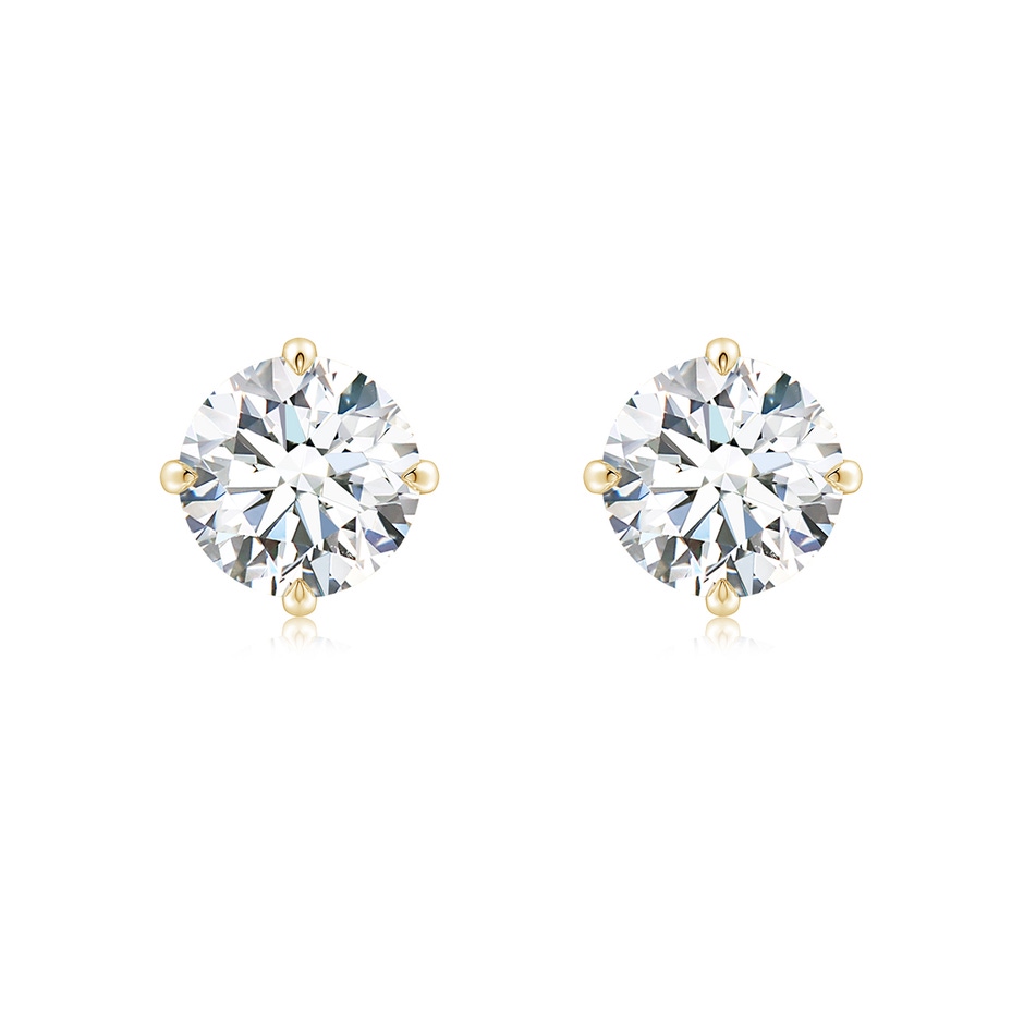 7.4mm FGVS Claw-Set Round Lab-Grown Diamond Solitaire Stud Earrings in Yellow Gold 