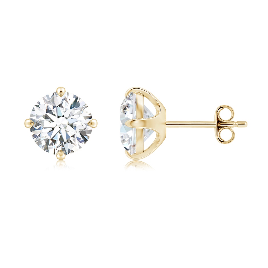 7.4mm FGVS Claw-Set Round Lab-Grown Diamond Solitaire Stud Earrings in Yellow Gold side 199