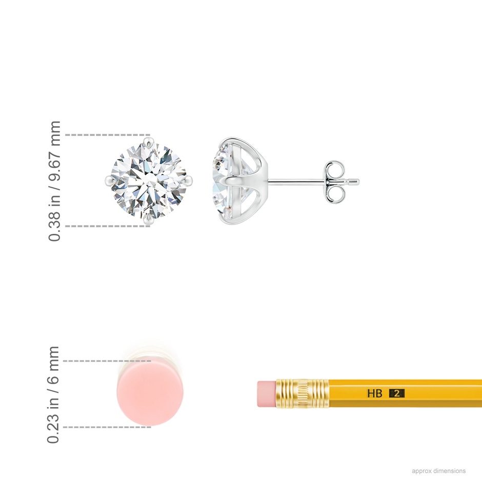 8.1mm FGVS Claw-Set Round Lab-Grown Diamond Solitaire Stud Earrings in 18K White Gold ruler