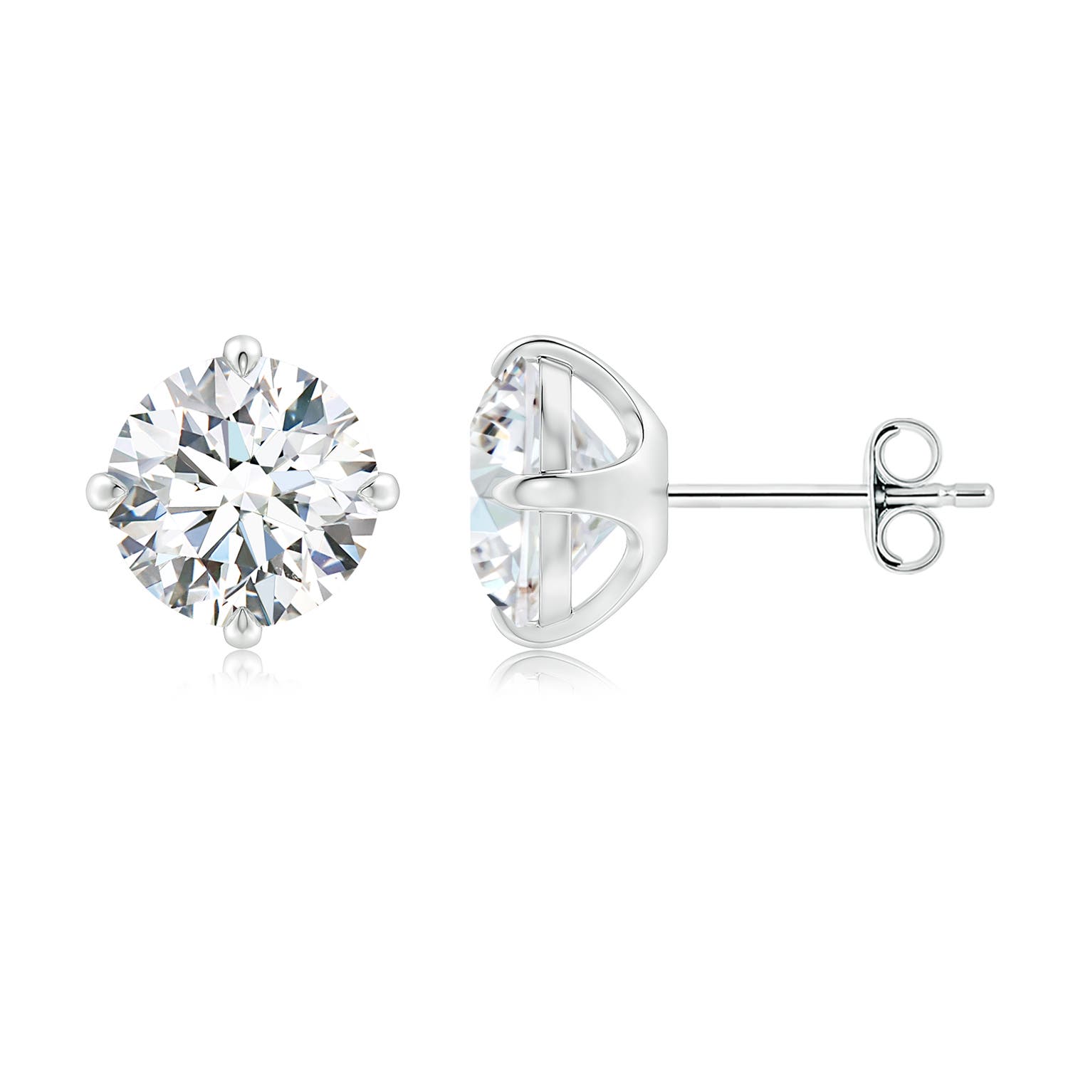 8.1mm FGVS Claw-Set Round Lab-Grown Diamond Solitaire Stud Earrings in White Gold