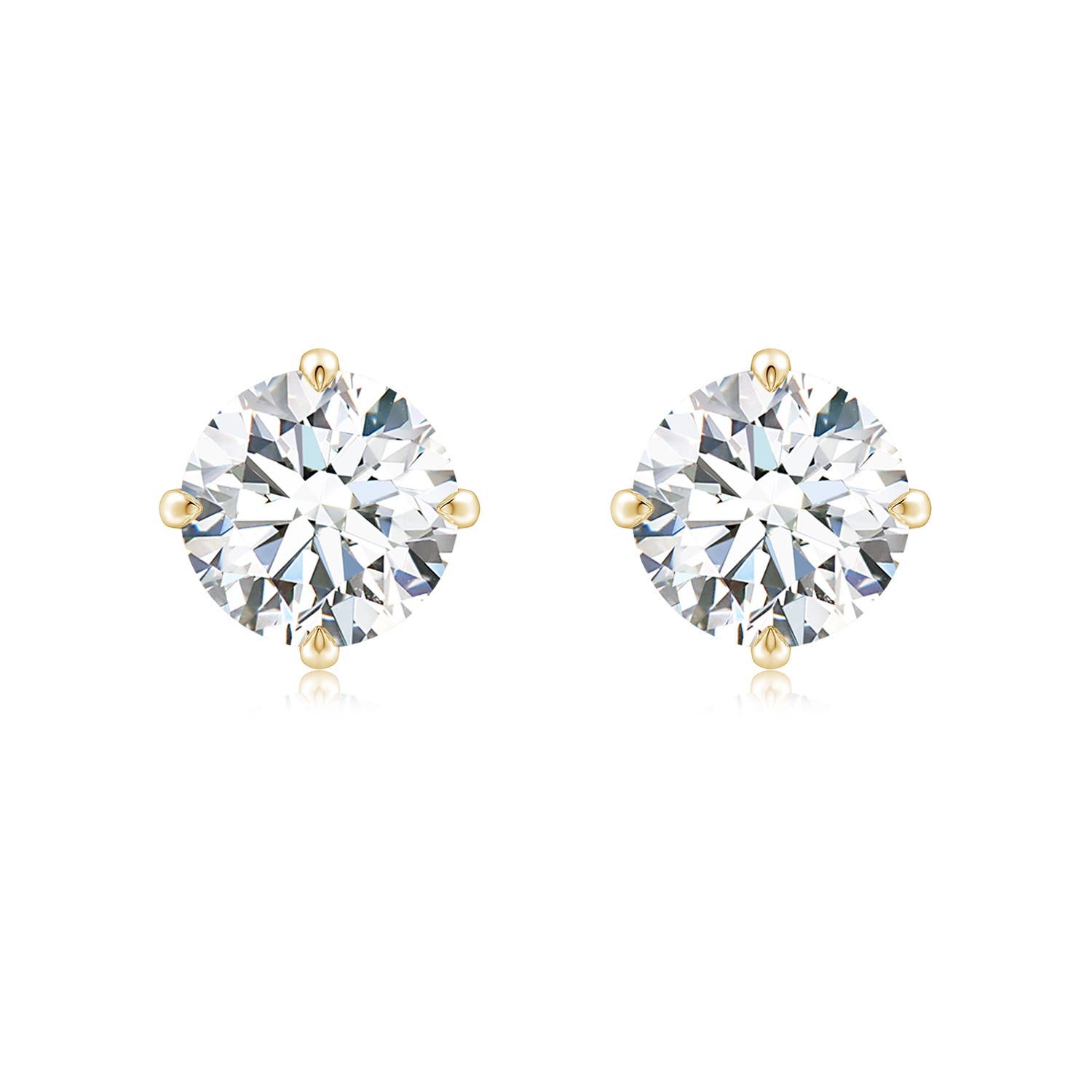 8.1mm FGVS Claw-Set Round Lab-Grown Diamond Solitaire Stud Earrings in Yellow Gold