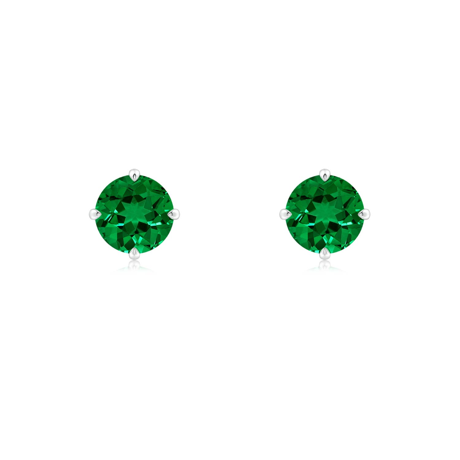 5mm Labgrown Claw-Set Round Lab-Grown Emerald Solitaire Stud Earrings in P950 Platinum