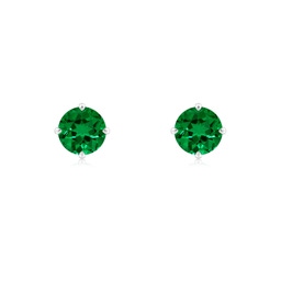 Classic Platinum Lab Grown Emerald Earrings