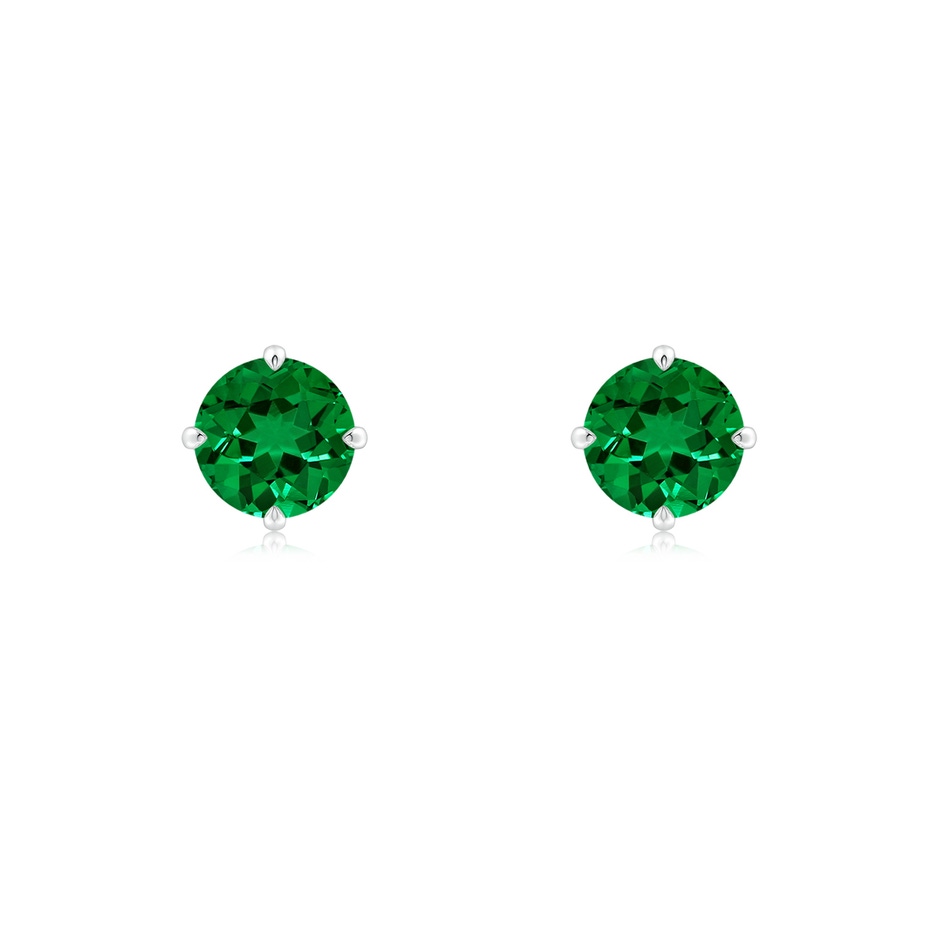5mm Labgrown Claw-Set Round Lab-Grown Emerald Solitaire Stud Earrings in P950 Platinum 