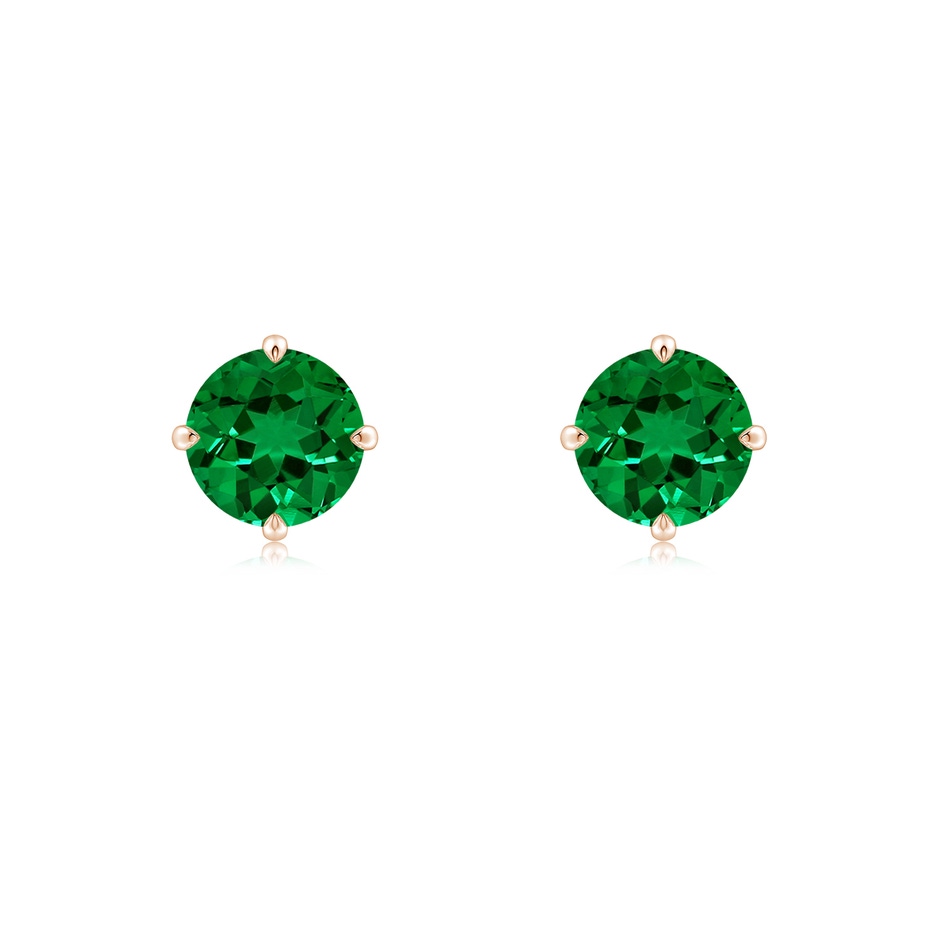 6mm Labgrown Claw-Set Round Lab-Grown Emerald Solitaire Stud Earrings in 18K Rose Gold 