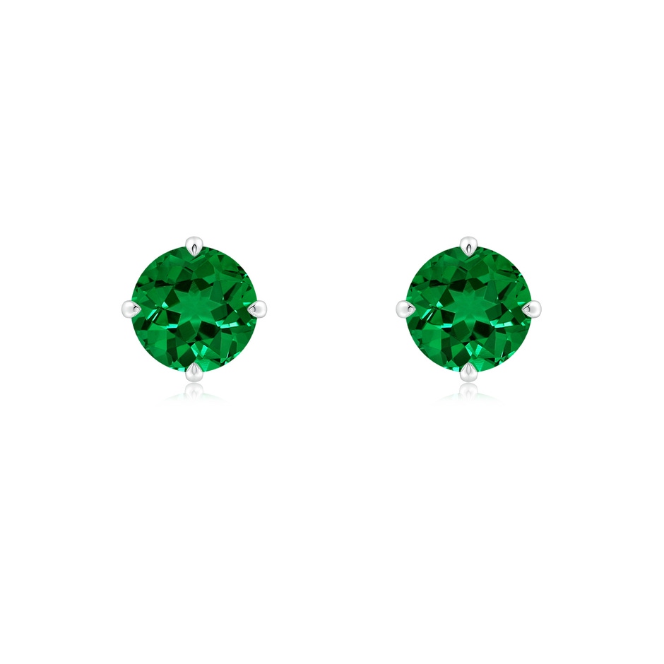 6mm Labgrown Claw-Set Round Lab-Grown Emerald Solitaire Stud Earrings in 9K White Gold 
