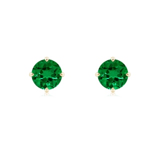6mm Labgrown Claw-Set Round Lab-Grown Emerald Solitaire Stud Earrings in 9K Yellow Gold