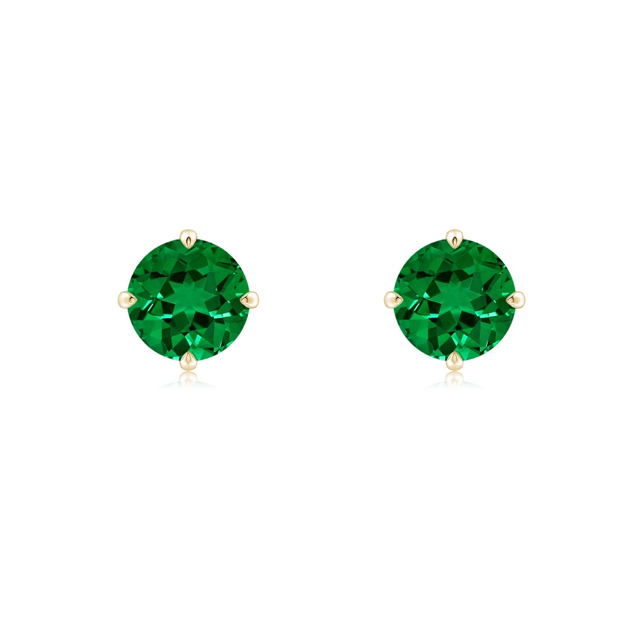 6mm Labgrown Claw-Set Round Lab-Grown Emerald Solitaire Stud Earrings in 9K Yellow Gold 