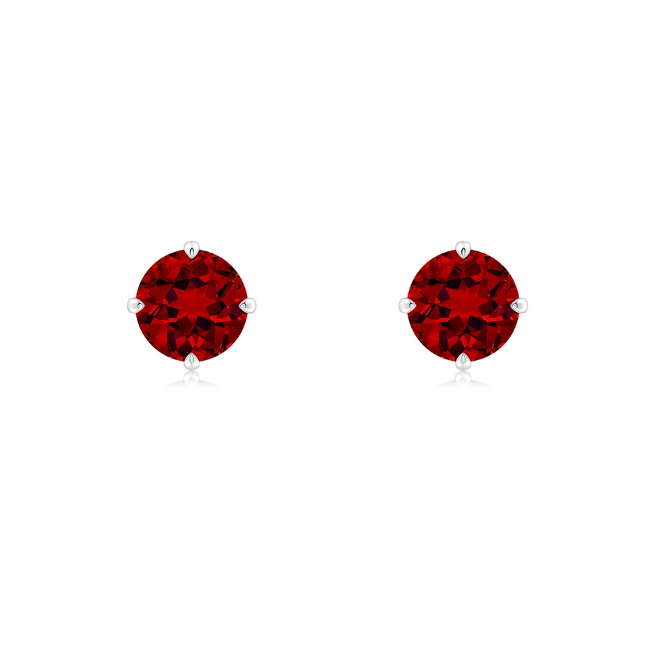 5mm Labgrown Claw-Set Round Lab-Grown Ruby Solitaire Stud Earrings in White Gold 