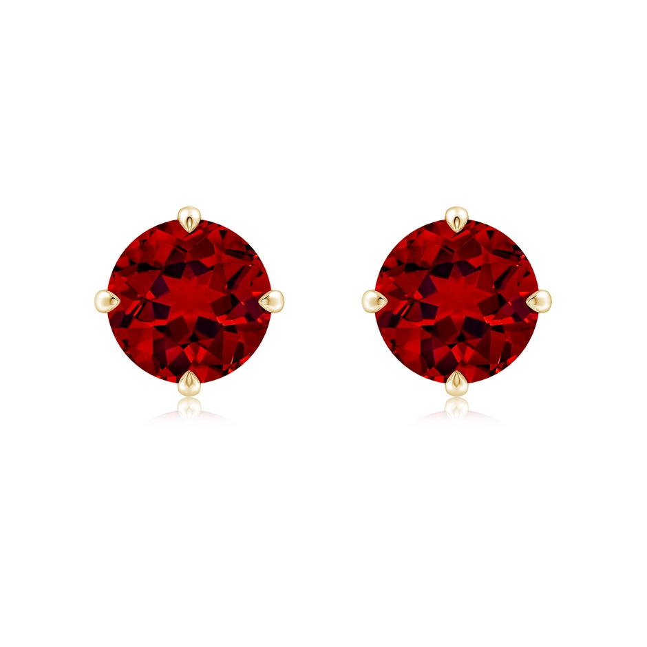 8mm Labgrown Claw-Set Round Lab-Grown Ruby Solitaire Stud Earrings in 18K Yellow Gold 