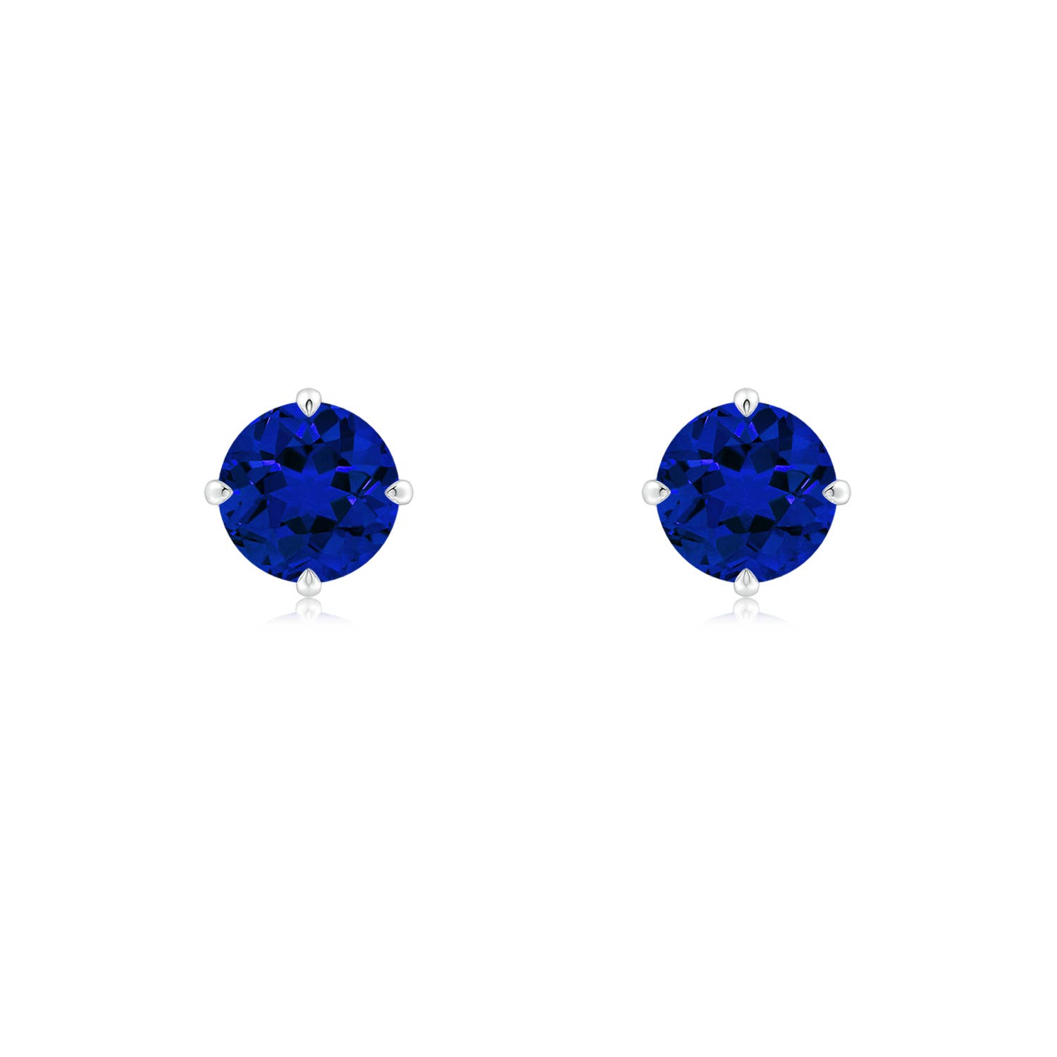 5mm Labgrown Claw-Set Round Lab-Grown Blue Sapphire Solitaire Stud Earrings in 18CT White Gold