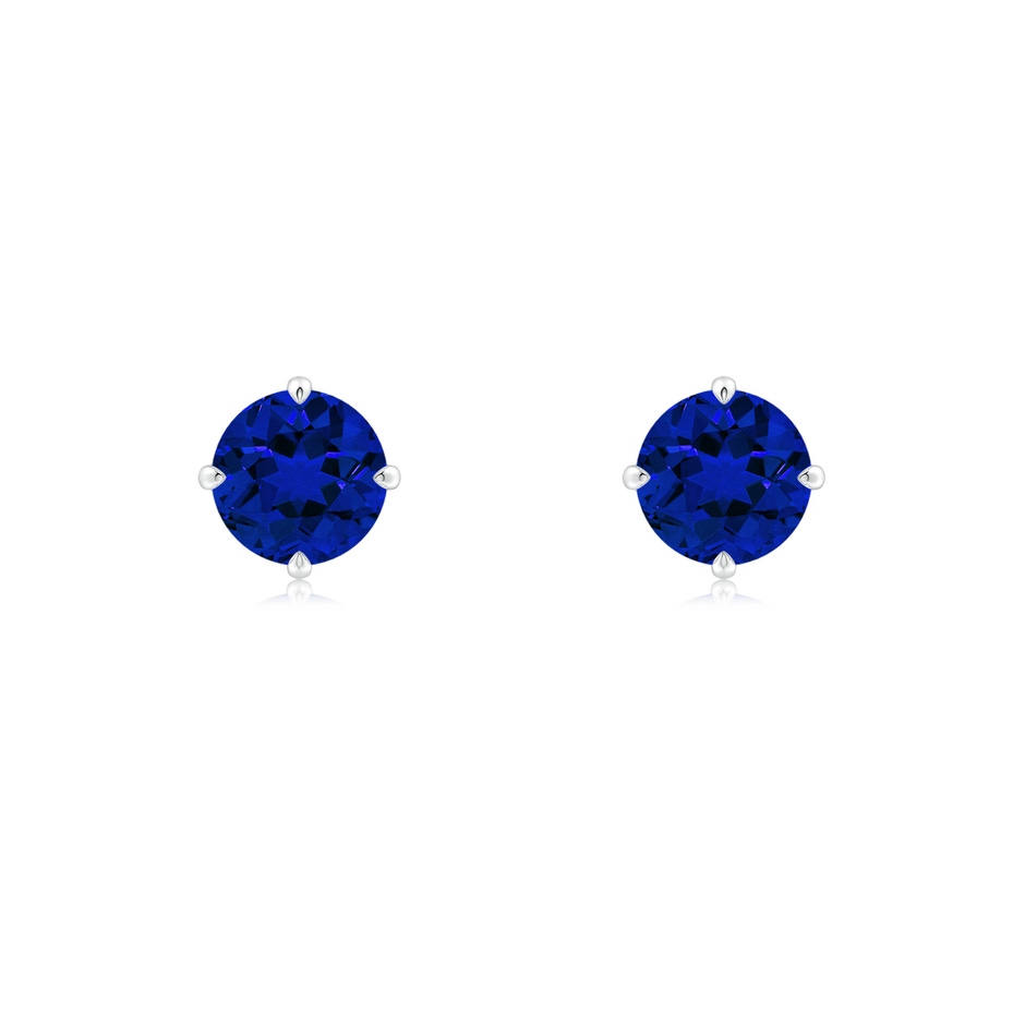 5mm Labgrown Claw-Set Round Lab-Grown Blue Sapphire Solitaire Stud Earrings in 9K White Gold 