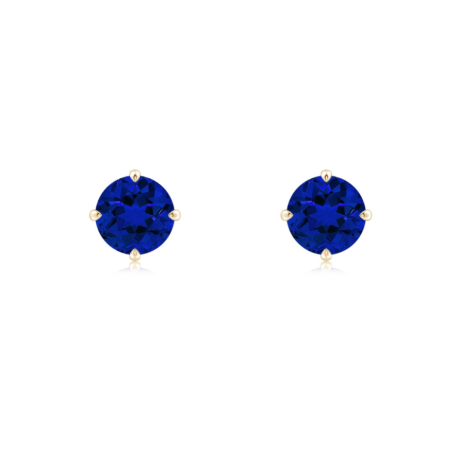 5mm Labgrown Claw-Set Round Lab-Grown Blue Sapphire Solitaire Stud Earrings in Yellow Gold 